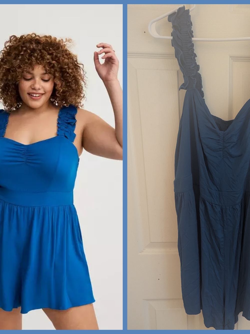 torrid Blue Ruffle-Strap Romper
